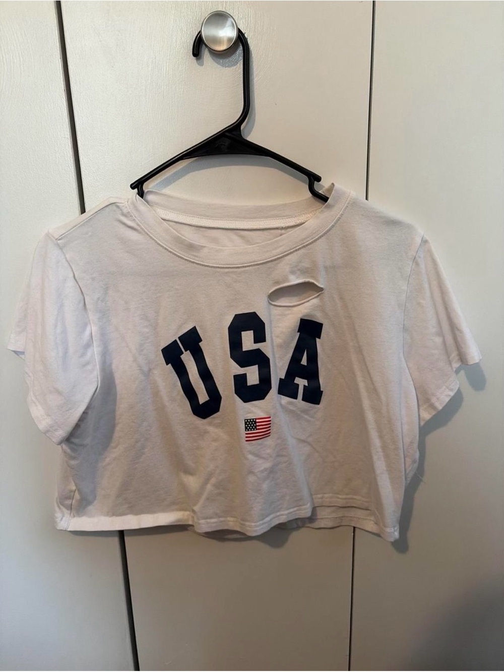 USA Graphic Cropped Tee - White